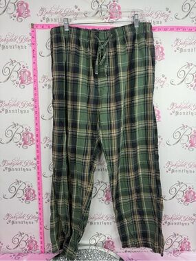 WINDRIVER pants pj comfy Men's Green Plaid Drawstring Lounge Pants